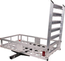 50" L x 29.7" W x 9" H Trailer Hitch Cargo Carrier Utility Basket with 41.5" Folding Wheelchair Ramp 50" L x 29.7" W x 9" H Trailer Hitch Cargo Carrier Utility Basket with 41.5" Folding Wheelchair Ramp