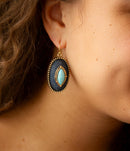 Stacked Blue Turquoise and Denim Golden Drop Earrings Stacked Blue Turquoise and Denim Golden Drop Earrings