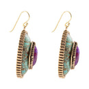 Stacked Stone Blue and Purple Turquoise Golden Drop Earrings Stacked Stone Blue and Purple Turquoise Golden Drop Earrings