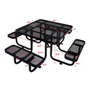 Large 46" Stylish Square Steel Picnic Table W/ Thermoplastic Coating & Umbrella Hole (SAK90547) Large 46" Stylish Square Steel Picnic Table W/ Thermoplastic Coating & Umbrella Hole (SAK90547)