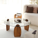 Surf Solid Coffee Table/Chestnut & Smoked Glass - (D)35.5" (H)16" Surf Solid Coffee Table/Chestnut & Smoked Glass - (D)35.5" (H)16"