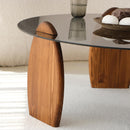 Surf Solid Coffee Table/Chestnut & Smoked Glass - (D)35.5" (H)16" Surf Solid Coffee Table/Chestnut & Smoked Glass - (D)35.5" (H)16"