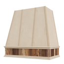 Unfinished Wood Range Hood With Reclaimed Wood Band, Tapered Front and Decorative Trim - 30", 36", 42", 48", 54" and 60" Widths Available Unfinished Wood Range Hood With Reclaimed Wood Band, Tapered Front and Decorative Trim - 30", 36", 42", 48", 54" and 60" Widths Available