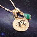 Taurus - Zodiac Green Malachite Golden Charm Necklace Taurus - Zodiac Green Malachite Golden Charm Necklace