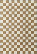Timin Brown Checkered Wool Area Carpet Timin Brown Checkered Wool Area Carpet