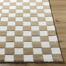 Timin Brown Checkered Wool Area Carpet Timin Brown Checkered Wool Area Carpet
