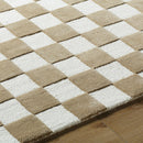 Timin Brown Checkered Wool Area Carpet Timin Brown Checkered Wool Area Carpet