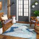 Thebarton Coastal Blue Palm Area Rug Thebarton Coastal Blue Palm Area Rug