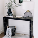 Toros Black Marble Rectangular Console Polished (W)12" (L)40" (H)30" inside house magazines on top Toros Black Marble Rectangular Console Polished (W)12" (L)40" (H)30" inside house magazines on top