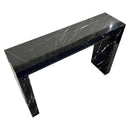 Toros Black Marble Rectangular Console Polished (W)12" (L)40" (H)30" top angle view Toros Black Marble Rectangular Console Polished (W)12" (L)40" (H)30" top angle view