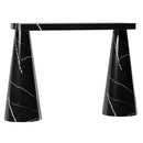 Toros Black Marble Designer Cone Shape Legs Console Polished (W)15" (L)40" (H)32" side view Toros Black Marble Designer Cone Shape Legs Console Polished (W)15" (L)40" (H)32" side view
