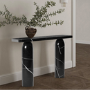 Toros Black Marble Designer Round Legs Console Polished (W)15" (L)40" (H)32" wooden floors plant on it Toros Black Marble Designer Round Legs Console Polished (W)15" (L)40" (H)32" wooden floors plant on it