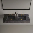 Toros Black Marble Double Sink Wall-mount Bathroom Sink Polished (W)18" (L)60" (H)6" Toros Black Marble Double Sink Wall-mount Bathroom Sink Polished (W)18" (L)60" (H)6"