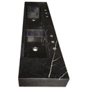 Toros Black Marble Double Sink Wall-mount Bathroom Sink Polished (W)18" (L)60" (H)6" Toros Black Marble Double Sink Wall-mount Bathroom Sink Polished (W)18" (L)60" (H)6"