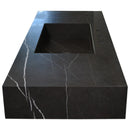 Toros Black Marble Rectangular Wall-mount Bathroom Sink (W)20" (L)48" (H)6" Toros Black Marble Rectangular Wall-mount Bathroom Sink (W)20" (L)48" (H)6"