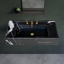 Toros Black Marble Rectangular Wall-mount Bathroom Sink (W)16" (L)36" (H)10" Toros Black Marble Rectangular Wall-mount Bathroom Sink (W)16" (L)36" (H)10"