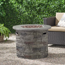 32" Transitional Outdoor Concrete Round Propane Fire Pit Table, Gray (SAK48268) 32" Transitional Outdoor Concrete Round Propane Fire Pit Table, Gray (SAK48268)