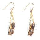 Tribecca Blue Abalone Black Smoky Quartz Golden Drop Earrings Tribecca Blue Abalone Black Smoky Quartz Golden Drop Earrings