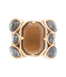 Tribecca Smoky Brown Quartz and Abalone Statement Golden Ring Tribecca Smoky Brown Quartz and Abalone Statement Golden Ring