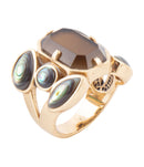 Tribecca Smoky Brown Quartz and Abalone Statement Golden Ring Tribecca Smoky Brown Quartz and Abalone Statement Golden Ring