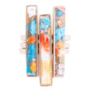 Triple Threat Blue Turquoise Orange Spiny Oyster Matrix Golden Ring Set Triple Threat Blue Turquoise Orange Spiny Oyster Matrix Golden Ring Set