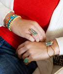 Triple Threat Blue Turquoise Orange Spiny Oyster Matrix Golden Ring Set Triple Threat Blue Turquoise Orange Spiny Oyster Matrix Golden Ring Set