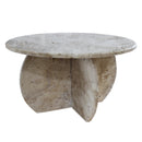Troia Light Travertine Unfilled Round Polished Coffee Table (D)27.5" (H)16" Troia Light Travertine Unfilled Round Polished Coffee Table (D)27.5" (H)16"