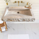 Troia Light Travertine Rustic Rectangular Wall-mount Bathroom Sink (W)16" (L)30" (H)5" Troia Light Travertine Rustic Rectangular Wall-mount Bathroom Sink (W)16" (L)30" (H)5"