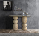 Troia Light Travertine Designer Console Filled and Honed (W)12" (L)49" (H)31.5" installed modern house Troia Light Travertine Designer Console Filled and Honed (W)12" (L)49" (H)31.5" installed modern house