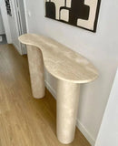 Troia Light Travertine Designer Console Filled and Honed (W)15" (L)48" (H)36" Troia Light Travertine Designer Console Filled and Honed (W)15" (L)48" (H)36"