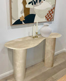 Troia Light Travertine Designer Console Filled and Honed (W)15" (L)48" (H)36" Troia Light Travertine Designer Console Filled and Honed (W)15" (L)48" (H)36"