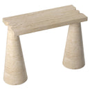 Troia Light Travertine Designer Cone Shape Legs Console Polished (W)15" (L)40" (H)32" top angle view Troia Light Travertine Designer Cone Shape Legs Console Polished (W)15" (L)40" (H)32" top angle view
