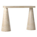 Troia Light Travertine Designer Cone Shape Legs Console Polished (W)15" (L)40" (H)32" side view Troia Light Travertine Designer Cone Shape Legs Console Polished (W)15" (L)40" (H)32" side view