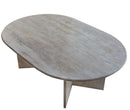 Troia Light Travertine Oval Shape Coffee Table Filled and Polished (W)24" (L)48" (H)16" Troia Light Travertine Oval Shape Coffee Table Filled and Polished (W)24" (L)48" (H)16"