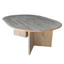 Troia Light Travertine Oval Shape Coffee Table Filled and Polished (W)24" (L)48" (H)16" Troia Light Travertine Oval Shape Coffee Table Filled and Polished (W)24" (L)48" (H)16"