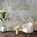 Neutral Toned Banana Leaf Wallpaper Mural Neutral Toned Banana Leaf Wallpaper Mural