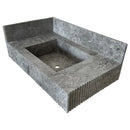 Tundra Gray Marble Rectangular Wall-mount Bathroom Sink with 6" Backsplash (W)16" (L)32" (H)10" Tundra Gray Marble Rectangular Wall-mount Bathroom Sink with 6" Backsplash (W)16" (L)32" (H)10"