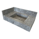 Tundra Gray Marble Rectangular Wall-mount Bathroom Sink with 6" Backsplash (W)16" (L)32" (H)10" Tundra Gray Marble Rectangular Wall-mount Bathroom Sink with 6" Backsplash (W)16" (L)32" (H)10"