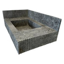 Tundra Gray Marble Rectangular Wall-mount Bathroom Sink with 6" Backsplash (W)16" (L)32" (H)10" Tundra Gray Marble Rectangular Wall-mount Bathroom Sink with 6" Backsplash (W)16" (L)32" (H)10"