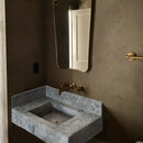 Tundra Gray Marble Rectangular Wall-mount Bathroom Sink with 6" Backsplash (W)16" (L)32" (H)10" Tundra Gray Marble Rectangular Wall-mount Bathroom Sink with 6" Backsplash (W)16" (L)32" (H)10"