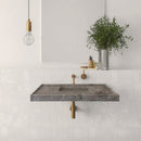 Tundra Grey Marble Rectangular Wall-mount Bathroom Sink Hidden Drain (W)20" (L)48" (H)5" Tundra Grey Marble Rectangular Wall-mount Bathroom Sink Hidden Drain (W)20" (L)48" (H)5"