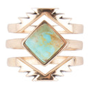 Aztec Blue Turquoise Golden Ring Set Aztec Blue Turquoise Golden Ring Set