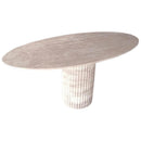 Tuscany Beige Travertine Vein-cut Oval Shape Coffee Table Fluted Leg (W)24" (L)50" (H)23" Tuscany Beige Travertine Vein-cut Oval Shape Coffee Table Fluted Leg (W)24" (L)50" (H)23"
