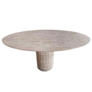 Tuscany Beige Travertine Vein-cut Oval Shape Coffee Table Fluted Leg (W)24" (L)50" (H)23" Tuscany Beige Travertine Vein-cut Oval Shape Coffee Table Fluted Leg (W)24" (L)50" (H)23"