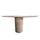 Tuscany Beige Travertine Vein-cut Oval Shape Coffee Table Fluted Leg (W)24" (L)50" (H)23" Tuscany Beige Travertine Vein-cut Oval Shape Coffee Table Fluted Leg (W)24" (L)50" (H)23"