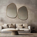 Asymmetrical Organic Mirror with Brass Frame Asymmetrical Organic Mirror with Brass Frame