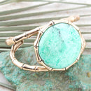 Vibrant Green Chrysoprase Golden Bamboo Statement Cuff Bracelet Vibrant Green Chrysoprase Golden Bamboo Statement Cuff Bracelet