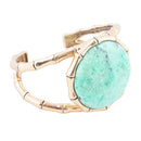 Vibrant Green Chrysoprase Golden Bamboo Statement Cuff Bracelet Vibrant Green Chrysoprase Golden Bamboo Statement Cuff Bracelet