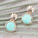 Vibrant Green Chrysoprase Golden Lotus Post Earrings Vibrant Green Chrysoprase Golden Lotus Post Earrings