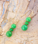 Vibrant Green Magnesite Golden Drop Earrings Vibrant Green Magnesite Golden Drop Earrings